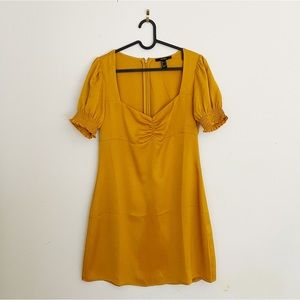 Mustard yellow puff sleeve dress